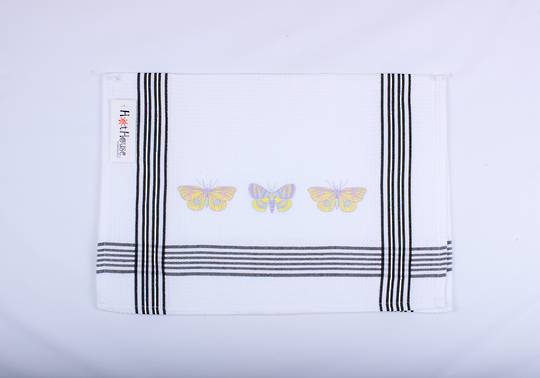 3 Butterflies embroidered tea towel. Code: TT-3/BUT